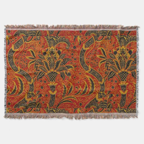 William Morris India Red Floral Throw Blanket