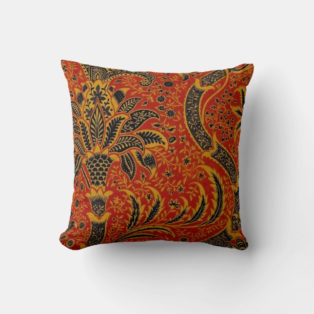 William Morris India Red Floral Throw Pillow (Front)