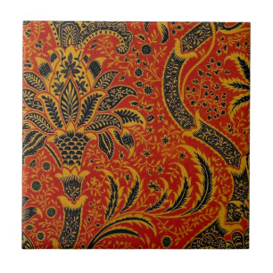William Morris India Red Floral Tile