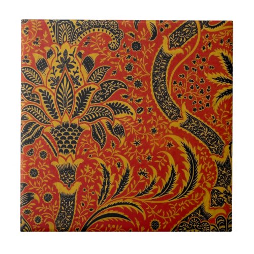 William Morris India Red Floral Tile