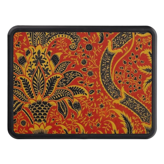 William Morris India Red Floral Trailer Hitch Cover (Front)