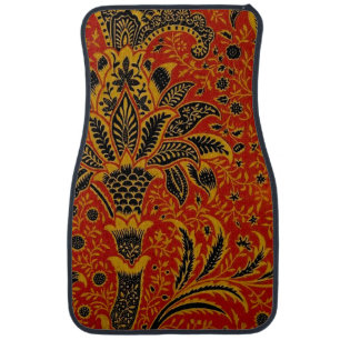 William Morris India Red Floral Vintage Classic Car Floor Mat