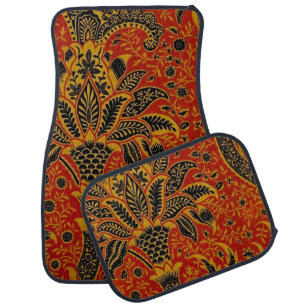 William Morris India Red Floral Vintage Classic Car Floor Mat