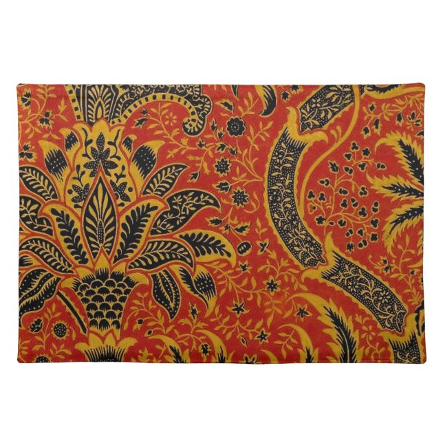 William Morris India Red Floral Vintage Classic Cloth Placemat (Front)