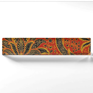 William Morris India Red Floral Vintage Classic Desk Name Plate