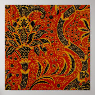 William Morris India Red Floral Vintage Classic Poster