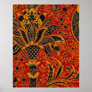 William Morris India Red Floral Vintage Classic Poster