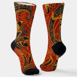 William Morris India Red Floral Vintage Classic Socks