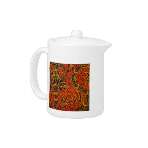 William Morris India Red Floral Vintage Classic Teapot