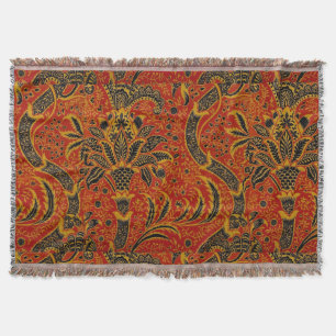 William Morris India Red Floral Vintage Classic Throw Blanket