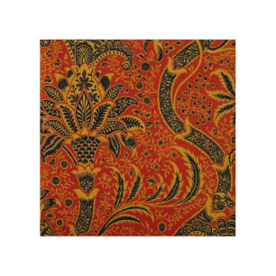 William Morris India Red Floral Vintage Classic Wood Wall Decor