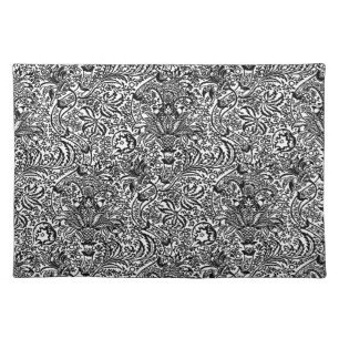 William Morris Indian, Black and White  Cloth Placemat