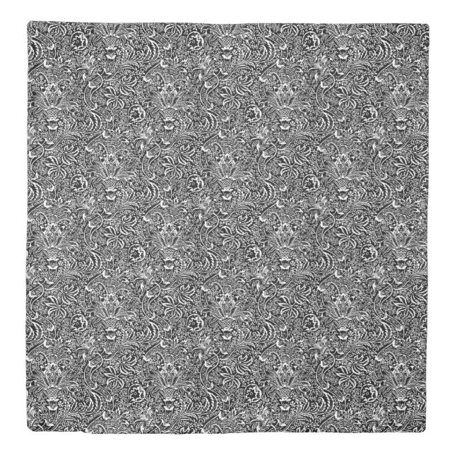 William Morris Indian, Black and White Duvet Cover (Front)