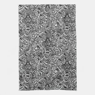 William Morris Indian, Black and White  Kitchen Towel
