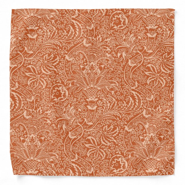William Morris Indian, Coral Orange and Peach Bandana (Front)