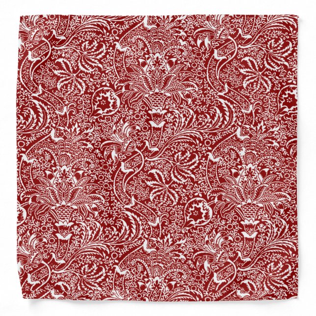 William Morris Indian, Dark Red and White  Bandana (Front)