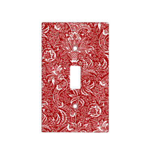 William Morris Indian, Dark Red and White  Light Switch Cover