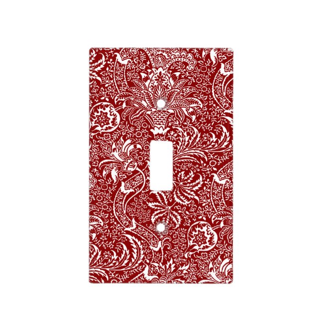 William Morris Indian, Dark Red and White  Light Switch Cover (Front)
