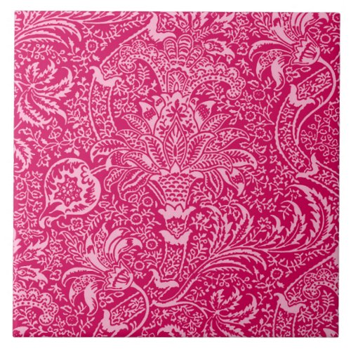 William Morris Indian Deep Fuchsia Pink Ceramic Tile