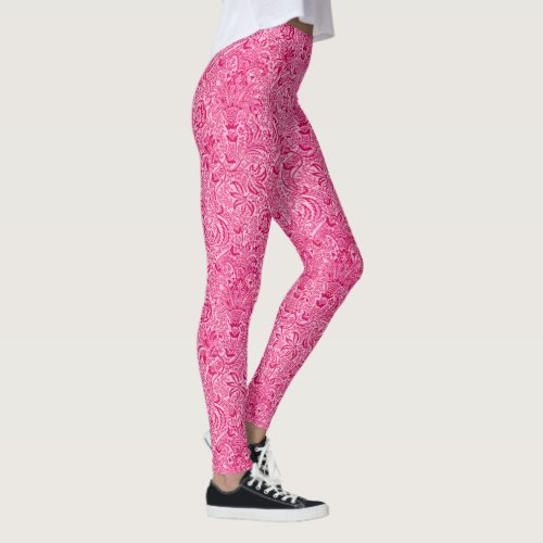 William Morris Indian Fuchsia and Pastel Pink Leggings