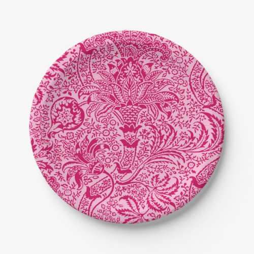 William Morris Indian Fuchsia and Pastel Pink Paper Plates