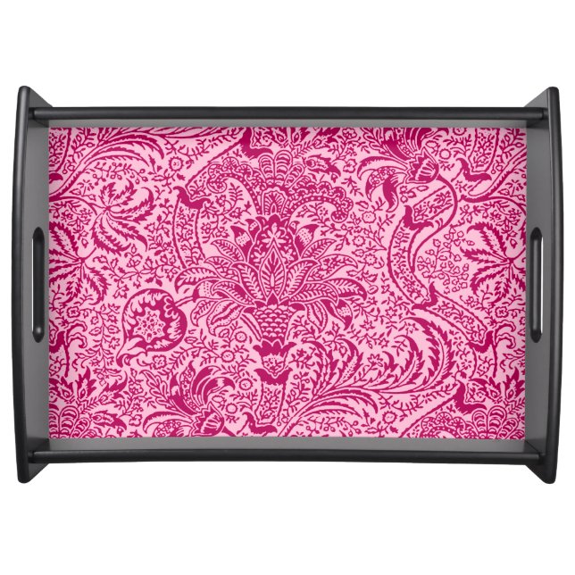 William Morris Indian, Fuchsia and Pastel Pink Serving Tray (Front)