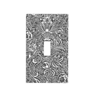 William Morris Indian, Graphite Gray and White Light Switch Cover