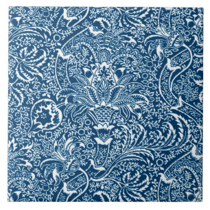 William Morris Indian, Indigo Blue and White  Ceramic Tile
