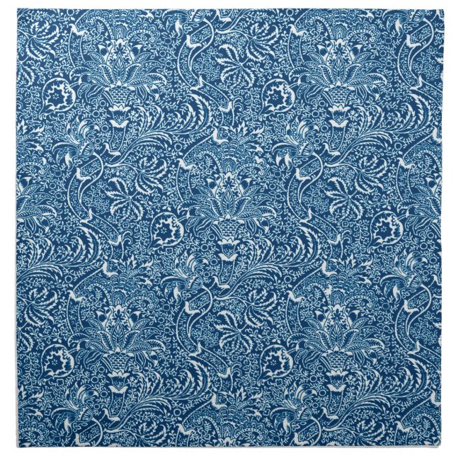 William Morris Indian, Indigo Blue and White  Cloth Napkin (Front)