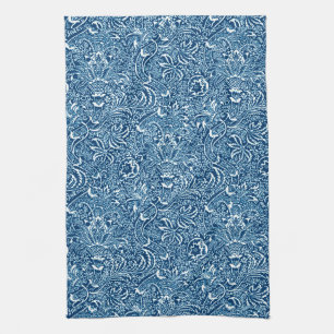 William Morris Indian, Indigo Blue and White  Kitchen Towel