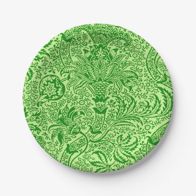 William Morris Indian, Lime and Kiwi Green Paper Plates (Front)