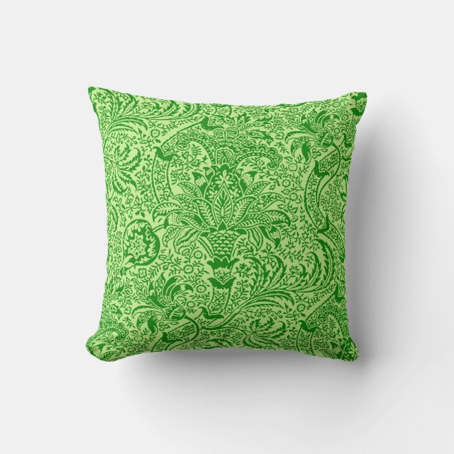 William Morris Indian, Lime and Kiwi Green Throw Pillow (Front)