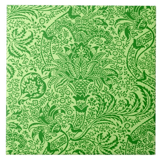 William Morris Indian, Lime and Kiwi Green Tile (Front)