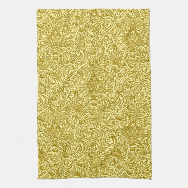 William Morris Indian, Mustard Gold Kitchen Towel (Vertical)
