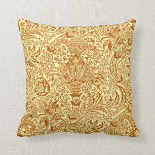 William Morris Indian, Mustard Yellow and Gold Throw Pillow