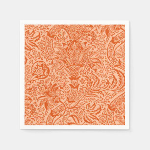 William Morris Indian, Peach and Coral Orange Paper Napkins