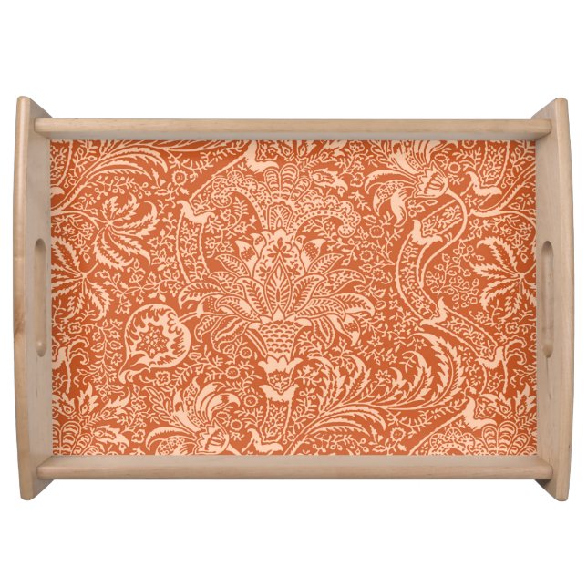 William Morris Indian, Peach and Coral Orange Serving Tray (Front)