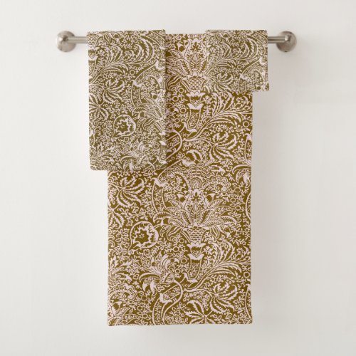 William Morris Indian Taupe Tan and Beige  Bath Towel Set