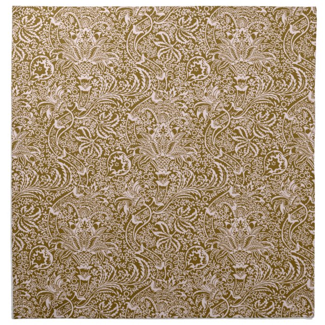 William Morris Indian, Taupe Tan and Beige  Cloth Napkin (Front)