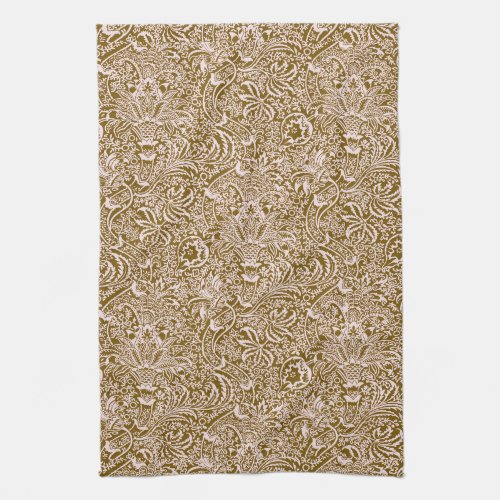 William Morris Indian Taupe Tan and Beige  Kitchen Towel