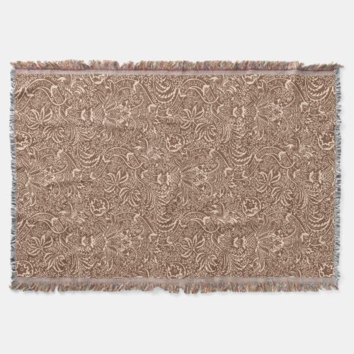 William Morris Indian Taupe Tan and Beige Throw Blanket
