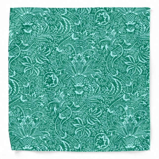 William Morris Indian, Turquoise and Light Aqua Bandana (Front)
