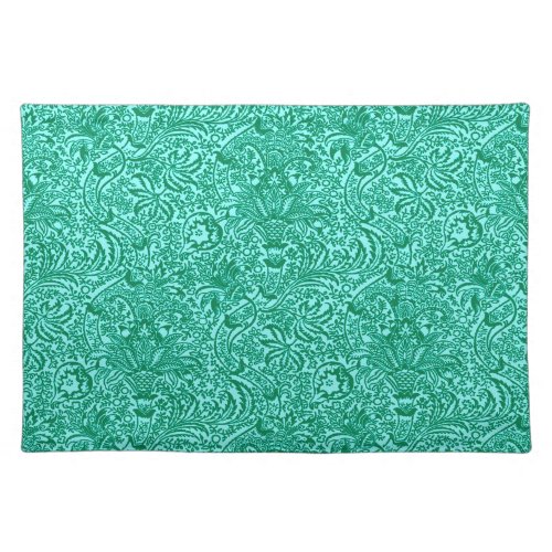 William Morris Indian Turquoise and Light Aqua Cloth Placemat