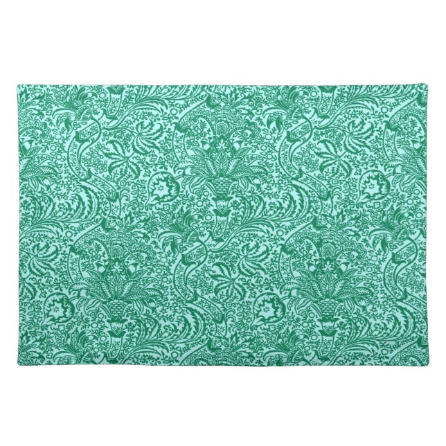 William Morris Indian, Turquoise and Light Aqua Cloth Placemat (Front)