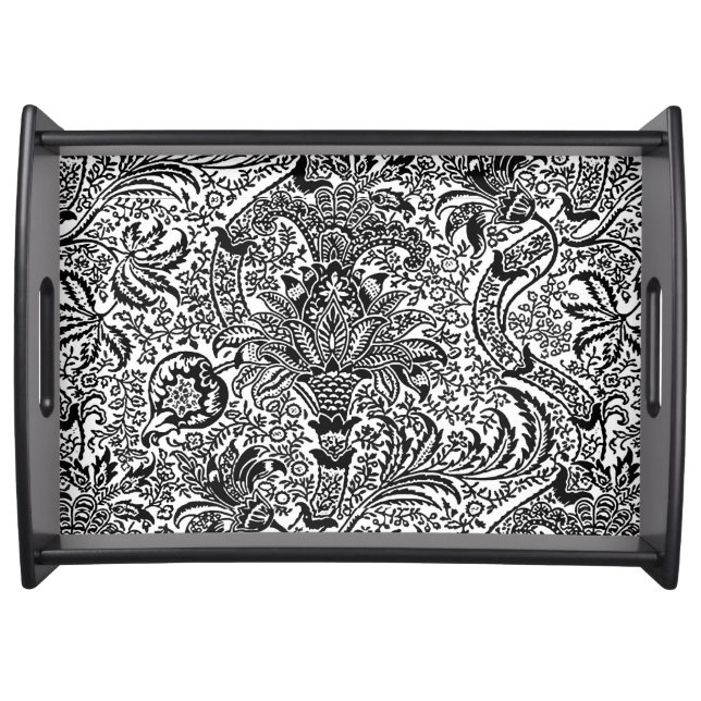 William Morris Indian, White and Black Serving Tray (Front)