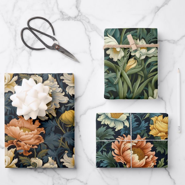 William Morris Inspired 2 Wrapping Paper Sheets (Front)