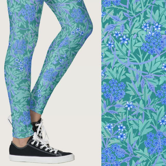 William Morris Inspired Blue Floral Patterned Leggings (Creator Uploaded)