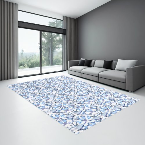 William Morris Inspired Bluejay Botanical  Rug