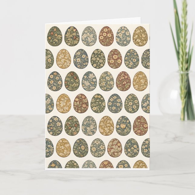 William Morris Inspired Botanical Easter Egg  Card (Front)