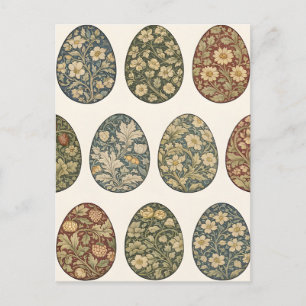 William Morris Inspired Botanical Easter Egg  Postcard